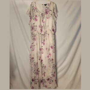 White with Purple Flower Formal Maxi Dress Torrid 4x NWOT